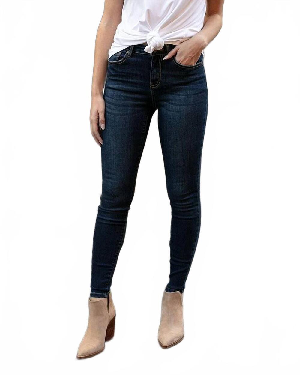 NEW GRACE AND LACE repurpose non-distressed denim jeans in dark indigo